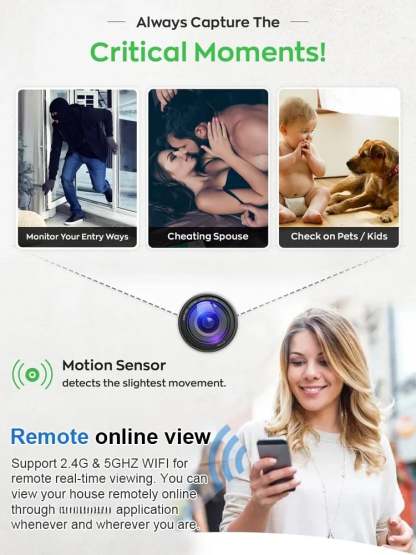 [Upgraded ultra-invisible] No-plug camera