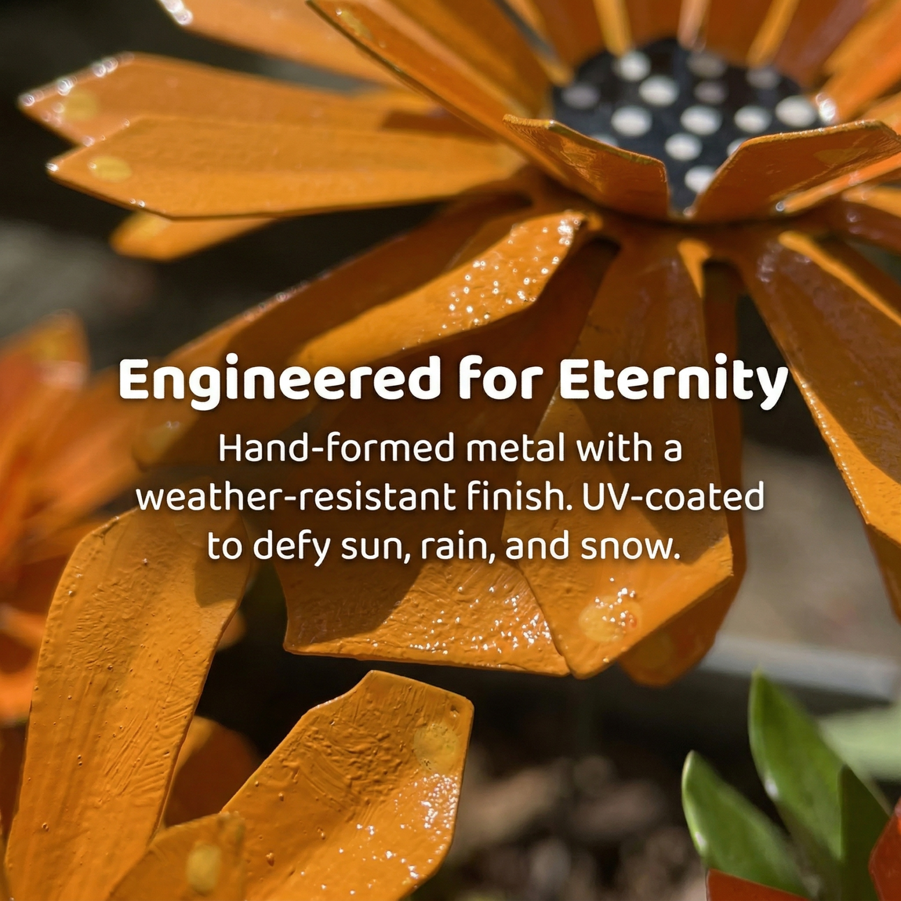 Handcrafted Metal Zinnia Flower Garden Stake