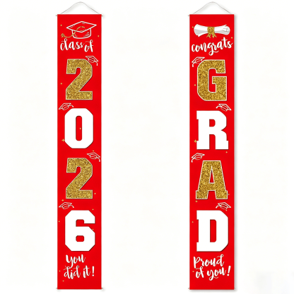 🔥LAST DAY 50% OFF -- 🎓Class of 2026 Graduation Banner | Congrats Grad Front Door Porch Decor for Graduation Party (✨Set of 2)