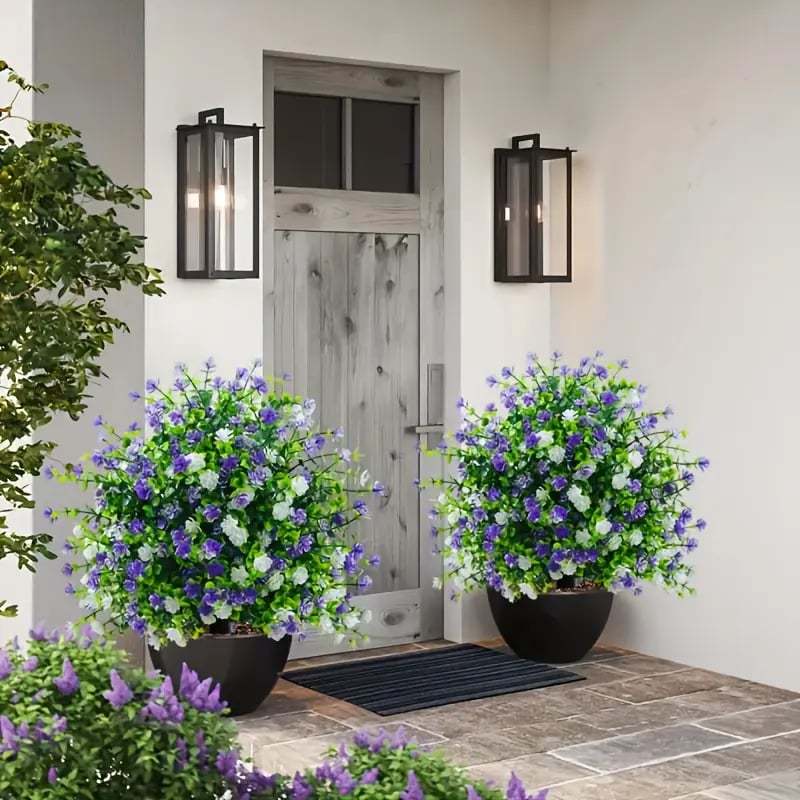 Artificial potted trees with ground stakes