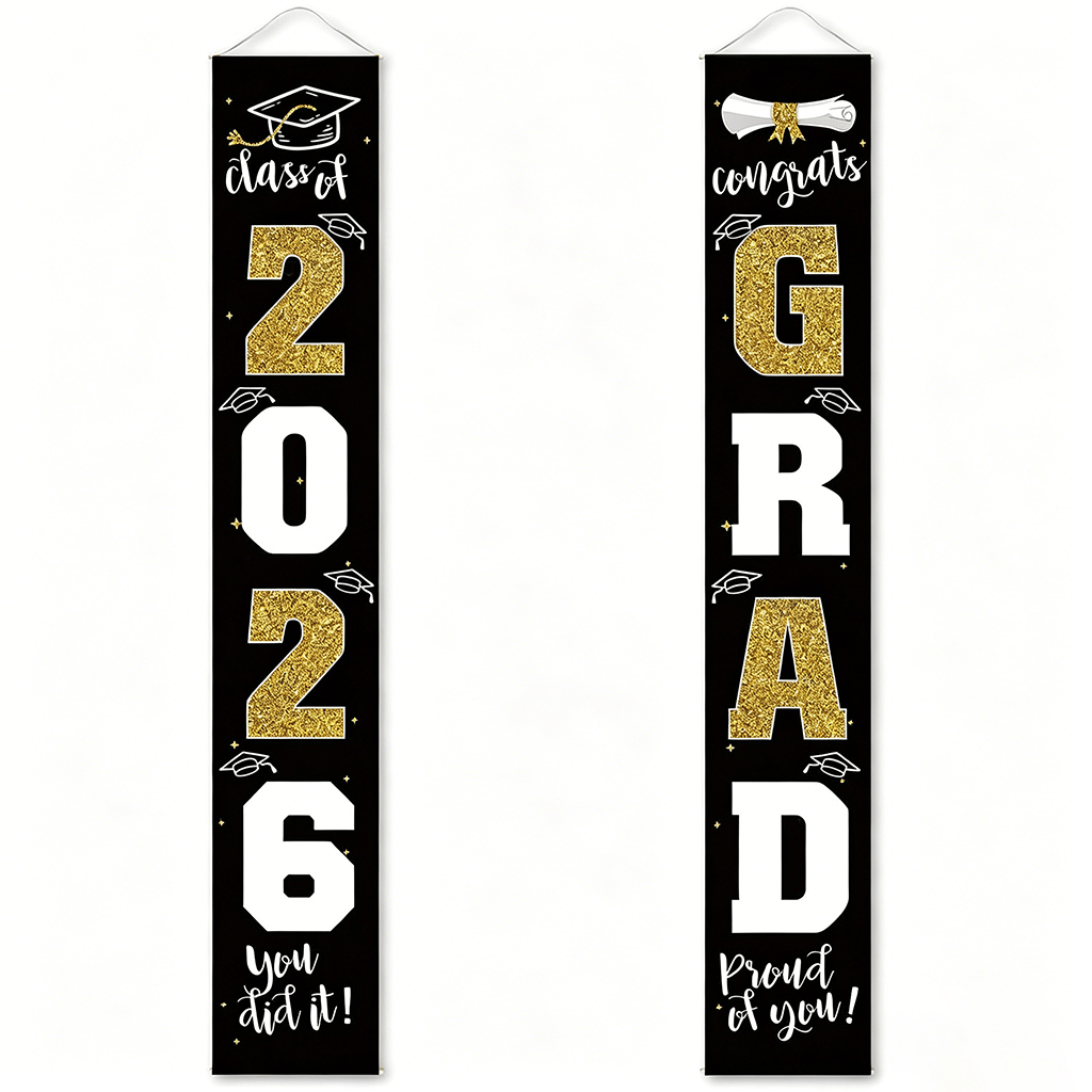 🔥LAST DAY 50% OFF -- 🎓Class of 2026 Graduation Banner | Congrats Grad Front Door Porch Decor for Graduation Party (✨Set of 2)