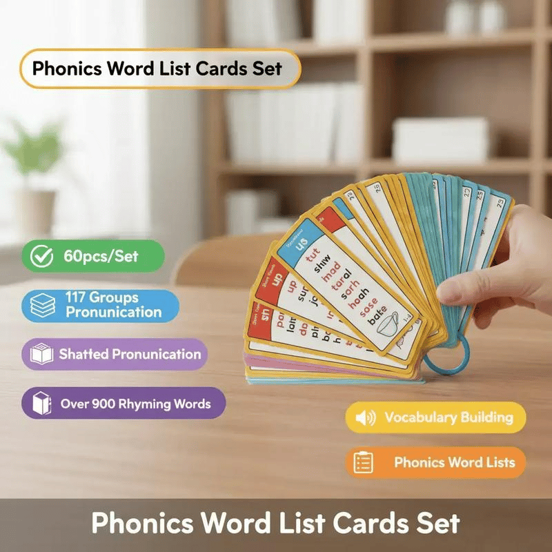 🎁Last Day 50% OFF🔥Phonics Word Cards 117 Sound Groups 900+ Rhyming Words Preschool English Discovery Joy
