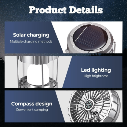 3-in-1 solar lantern: fan, light & power bank for outdoor adventures