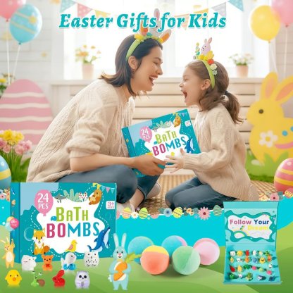 🔥LAST DAY 49% OFF - 🛁 Natural Bath Bombs for Kids with Mega Bubbles & Surprise Inside 🥚✨