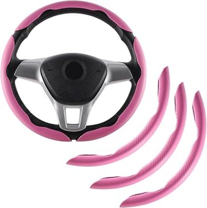 Samez Carbon Fiber Silicone Anti-Slip Car Steering Wheel Cover Universal Fit