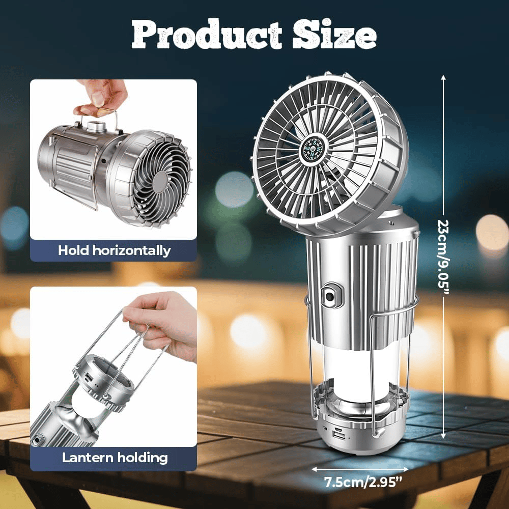 3-in-1 solar lantern: fan, light & power bank for outdoor adventures