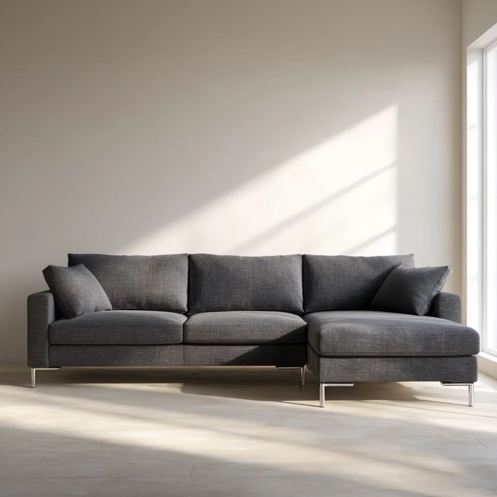 Ecksofa Stoff 300x150x85 cm – Dunkelgrau – Modernes Design