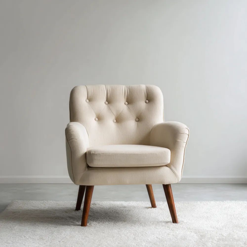 Sessel Stoffbezug Creme – Modernes Design 80x75x90 cm