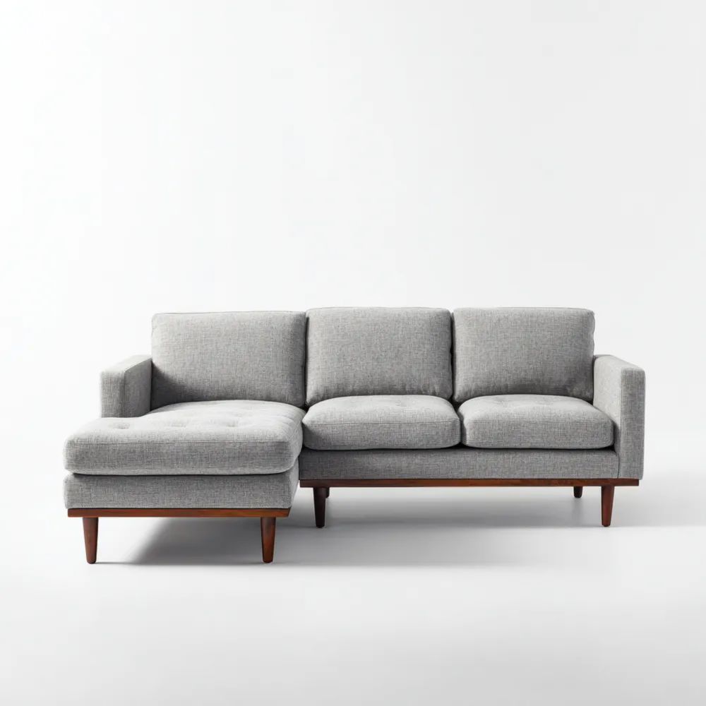 Ecksofa Stoff 200x85x90 cm – Hellgrau – Modernes Design