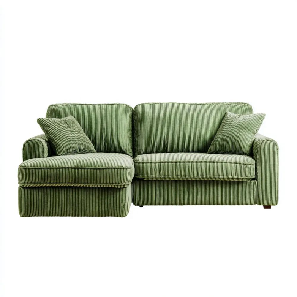 Ecksofa Cordstoff 250x150x80 cm – Grün – Modernes Design