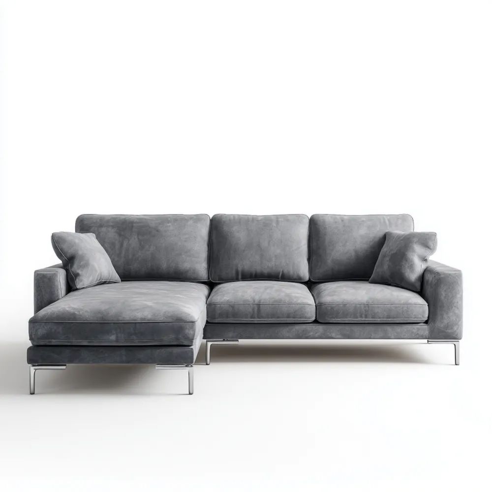 Ecksofa Velours 250x90x85 cm – Hellgrau – Modernes Design