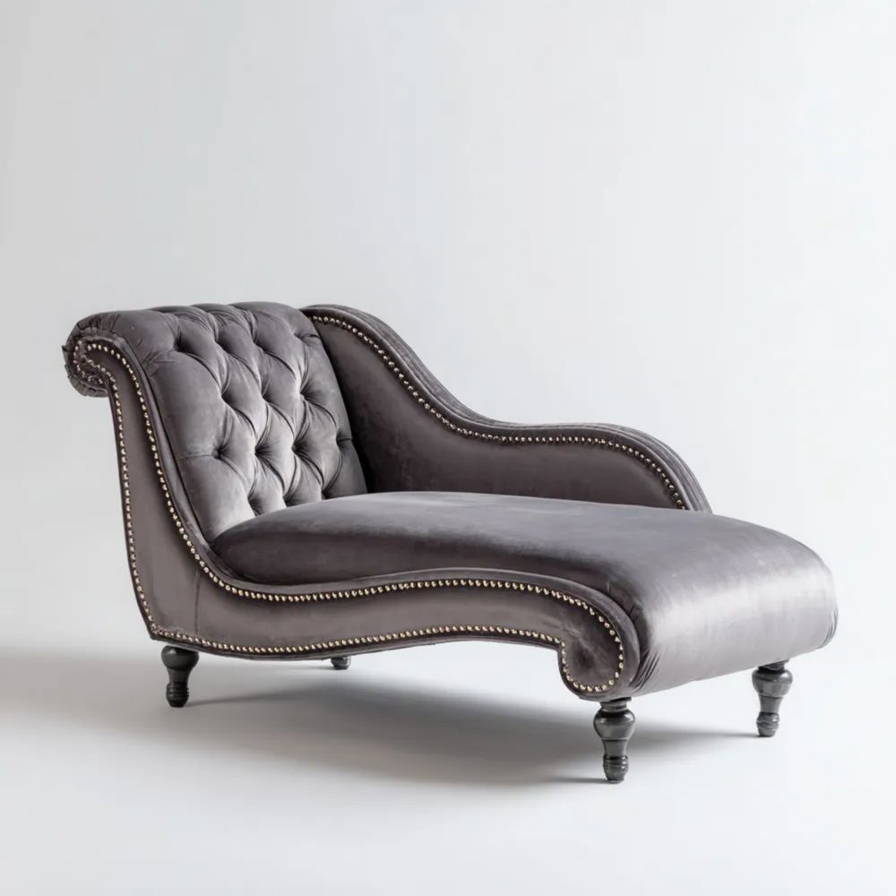 Relaxliege Samtpolster 180x60x80 cm – Dunkelgrau – Klassisches Design