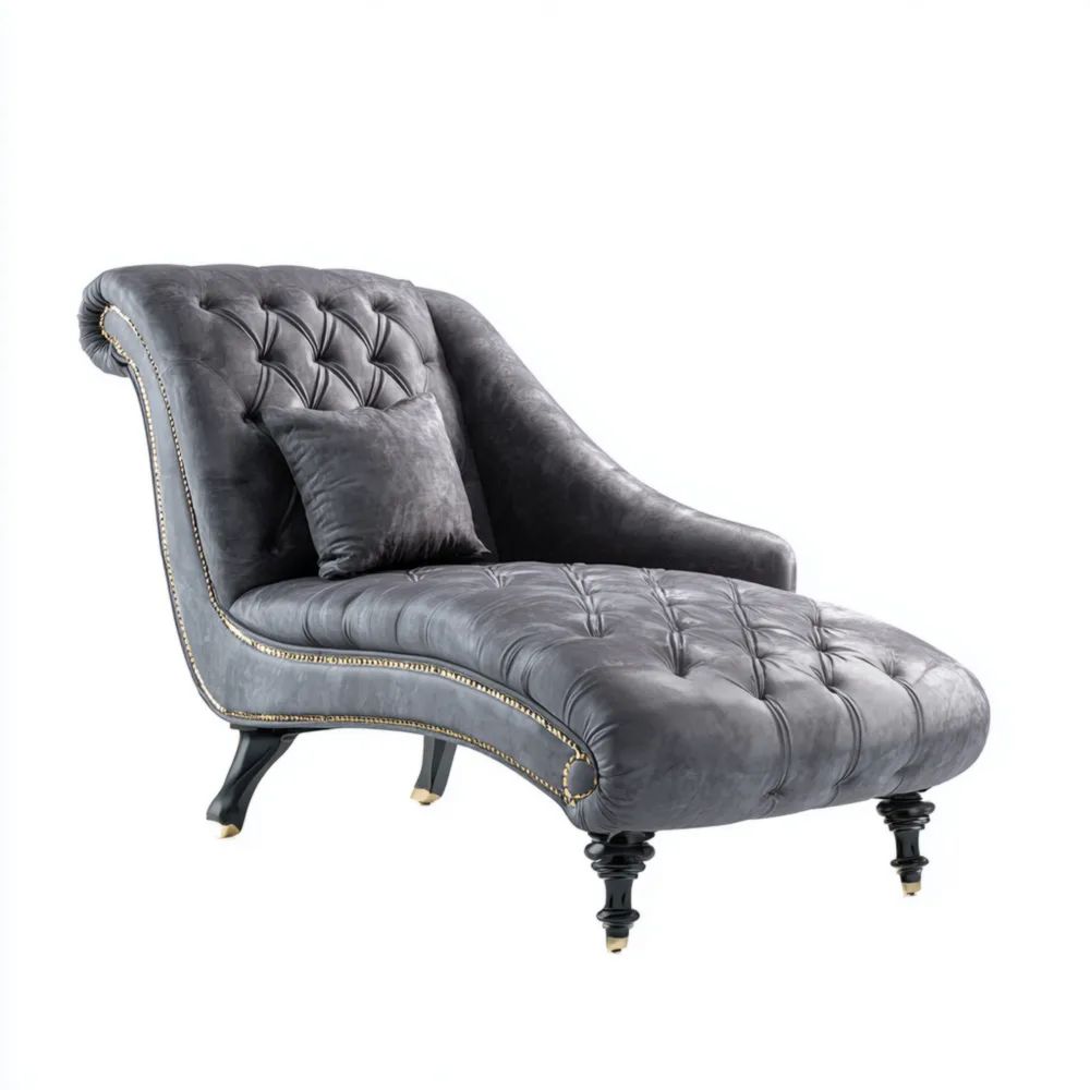 Chaiselongue Samt 150x75x85 cm - Dunkelgrau - Klassisches Design