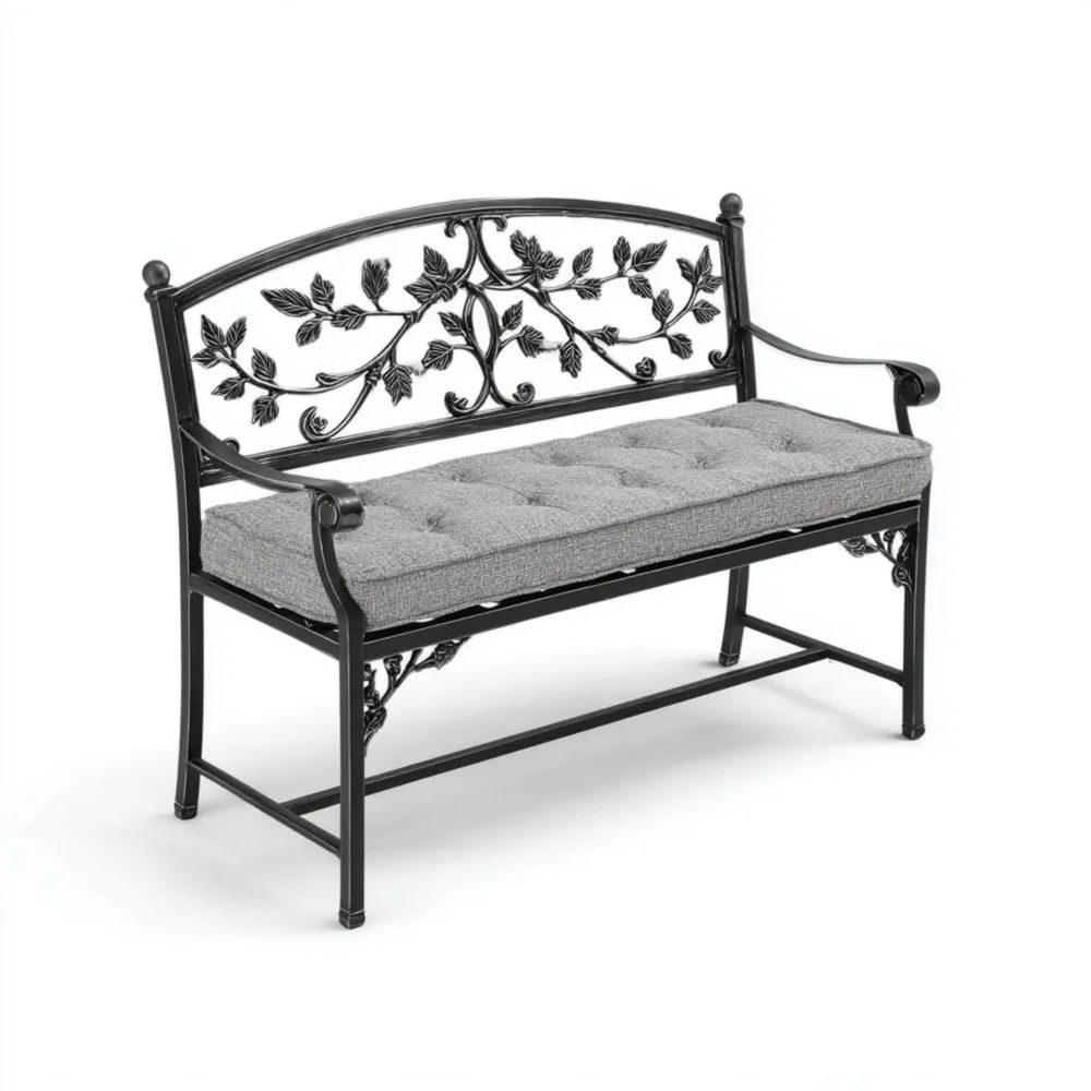 Gartenbank Schmiedeeisen 120x54x75 cm – Schwarz/Grau – Klassisches Design
