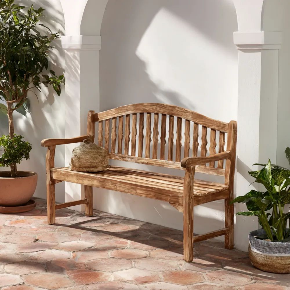 Gartenbank Teakholz 150x60x90 cm – Natur – Klassisches Design