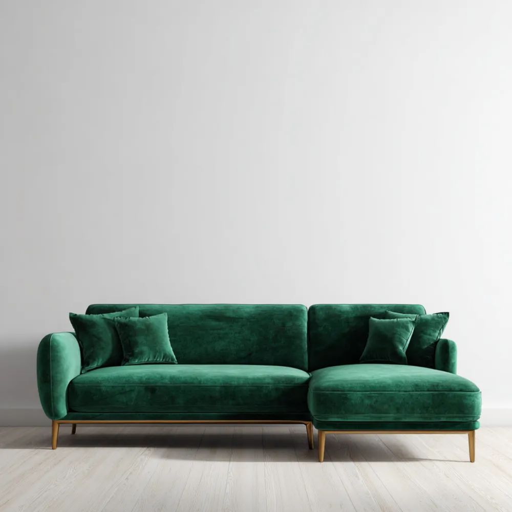 Ecksofa Samt 250x150x85 cm – Grün – Modernes Design