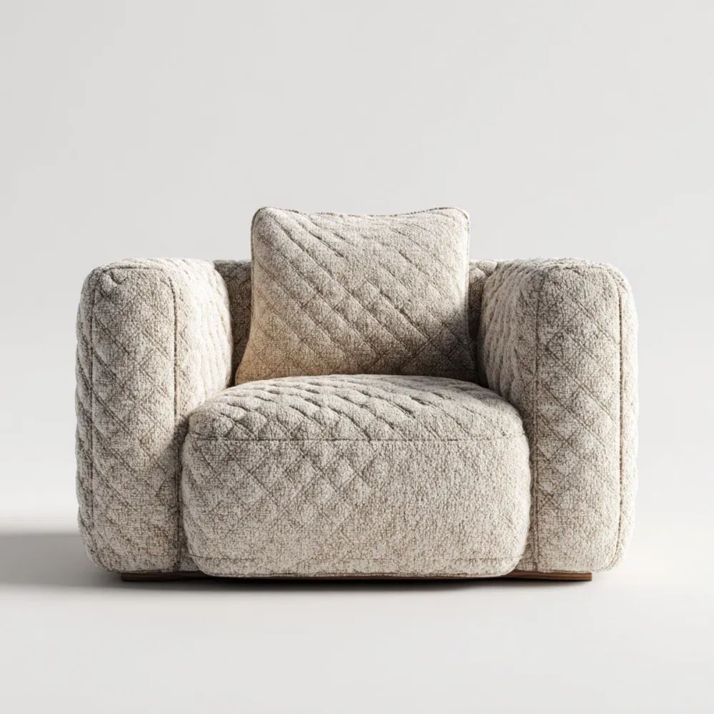 Sessel Bouclé Stoff 100x90x75 cm – Beige – Modernes Design