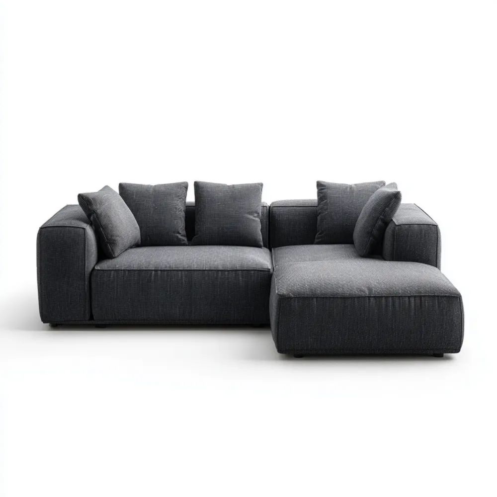 Ecksofa Stoff 250x160x85 cm – Dunkelgrau – Modernes Design