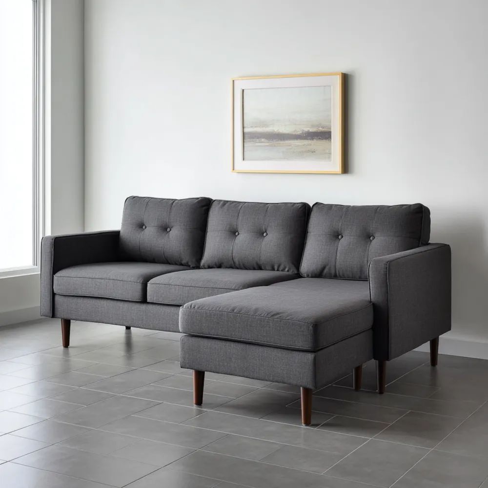 Modernes Ecksofa Stoff 230x150x85 cm – Dunkelgrau