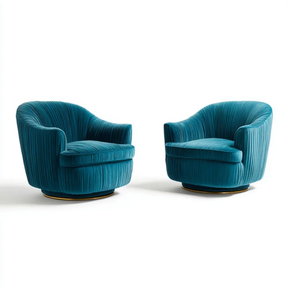 Sessel Set Samt 80x85x75 cm – Blau – Modernes Design