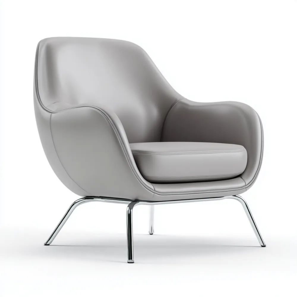 Moderner Sessel mit Lederpolsterung Grau 75x78x85 cm