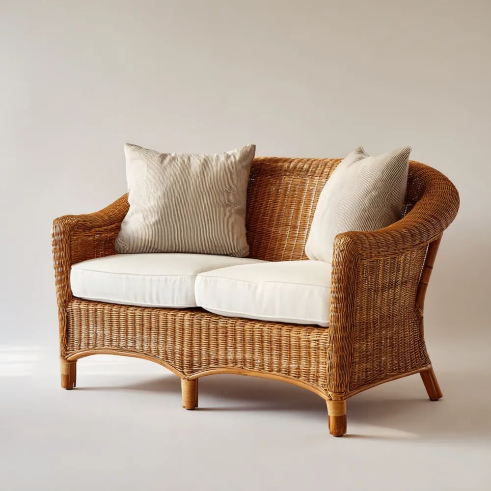 2-Sitzer-Gartensofa Rattan Natur 120x65x75 cm – Klassisches Design