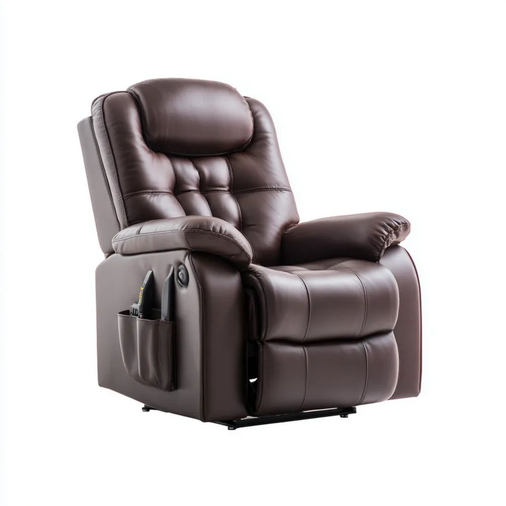 Elektrisch verstellbarer Relaxsessel Leder 100x80x90 cm - Braun