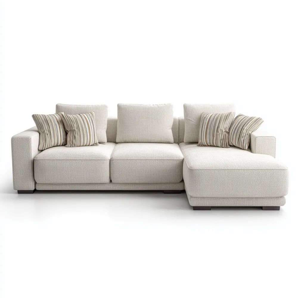 Ecksofa Stoffpolster 250x150x85 cm – Creme – Modernes Design