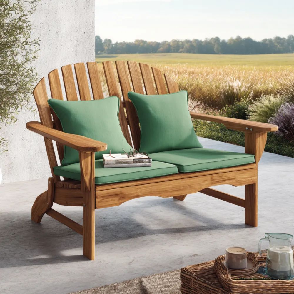 2-Sitzer-Gartensofa Holz 120x75x90 cm mit Kissen - Grün - Klassisches Design