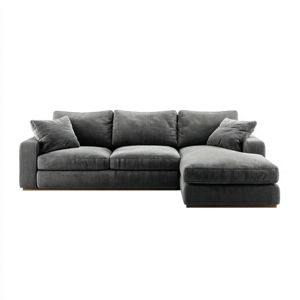 Ecksofa Cord 300x200x85 cm – Dunkelgrau – Modernes Design
