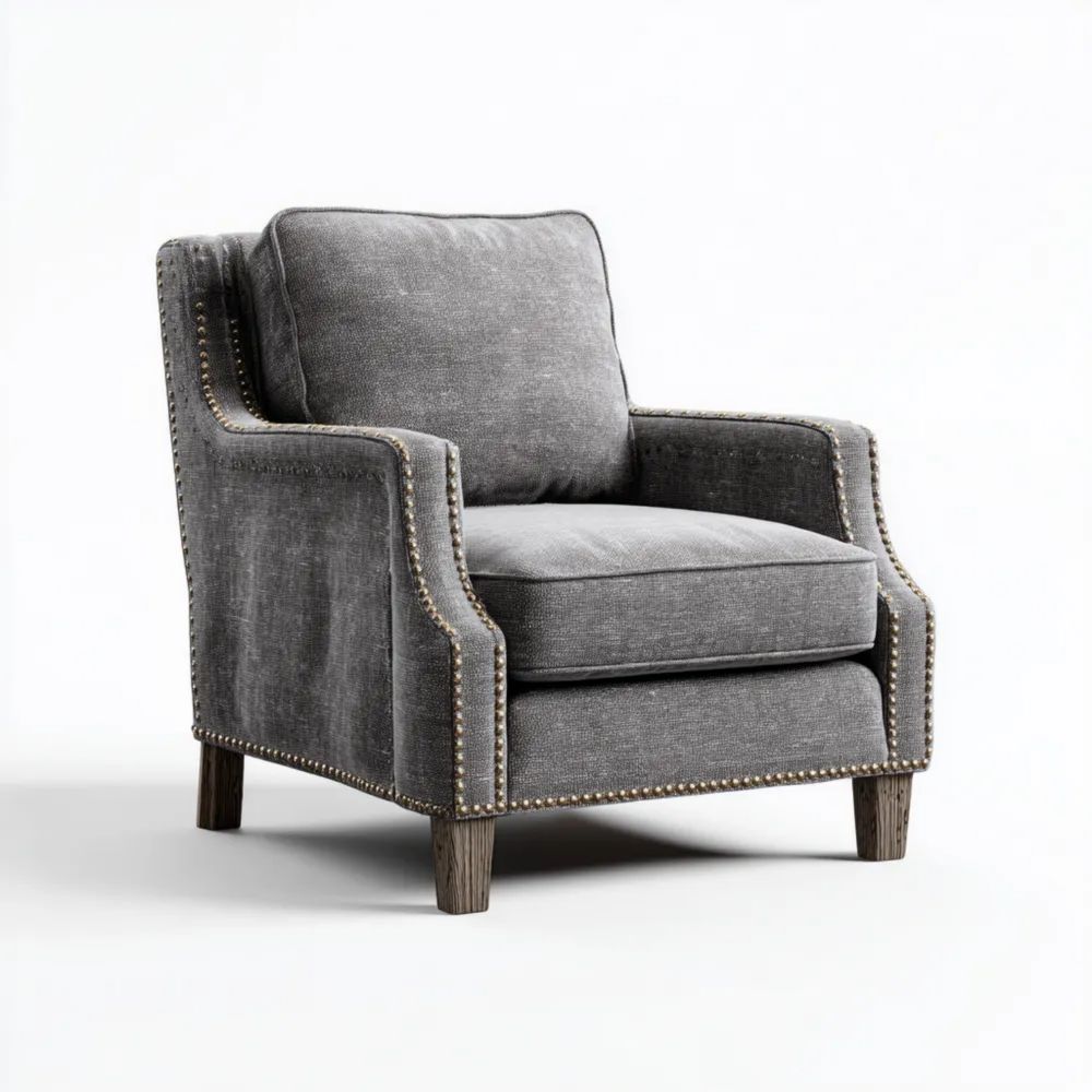 Sessel Leinenpolster Dunkelgrau 80x85x90 cm – Vintage Design