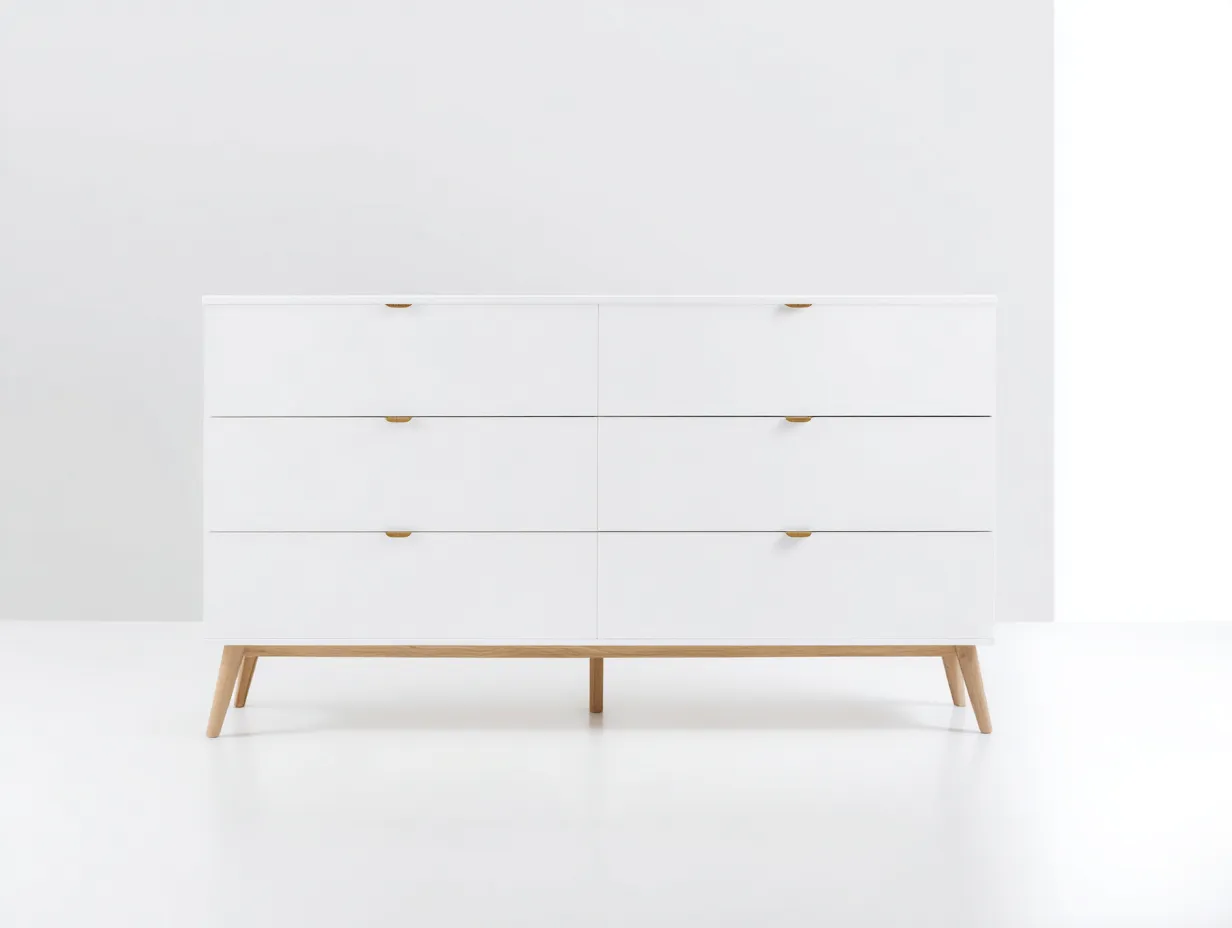 Kommode mit Schubladen - Holz-MDF - 160x45x82 cm - Weiß-Natur - Skandinavischer Stil-Nookmyloft