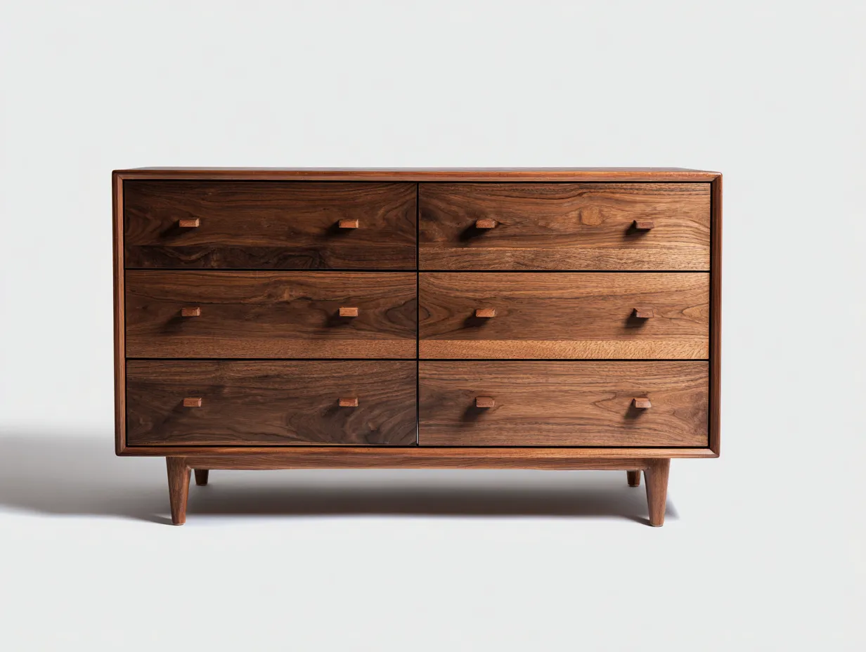 Kommode mit Schubladen - Holz - 140x45x80 cm - Nussbaum - Mid-Century Stil-Nookmyloft