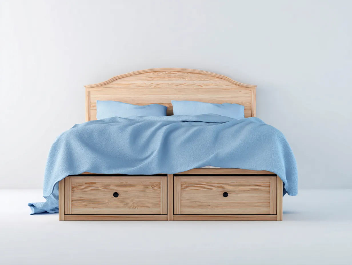 Doppelbett - Massivholz - 208x186x98 cm - Naturfarben - Zeitloses Design-Nookmyloft