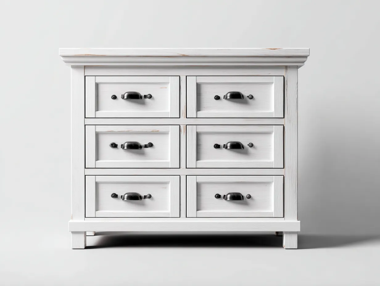 Kommode mit Schubladen - Holz-MDF - 95x40x90 cm - Weiß - Landhaus Stil-Nookmyloft