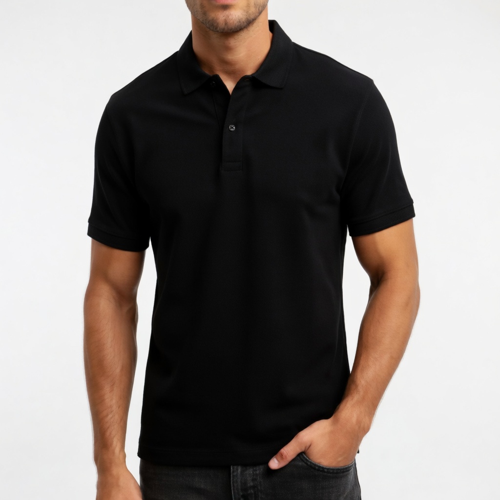 Men's cotton solid color casual oversized polo shirt