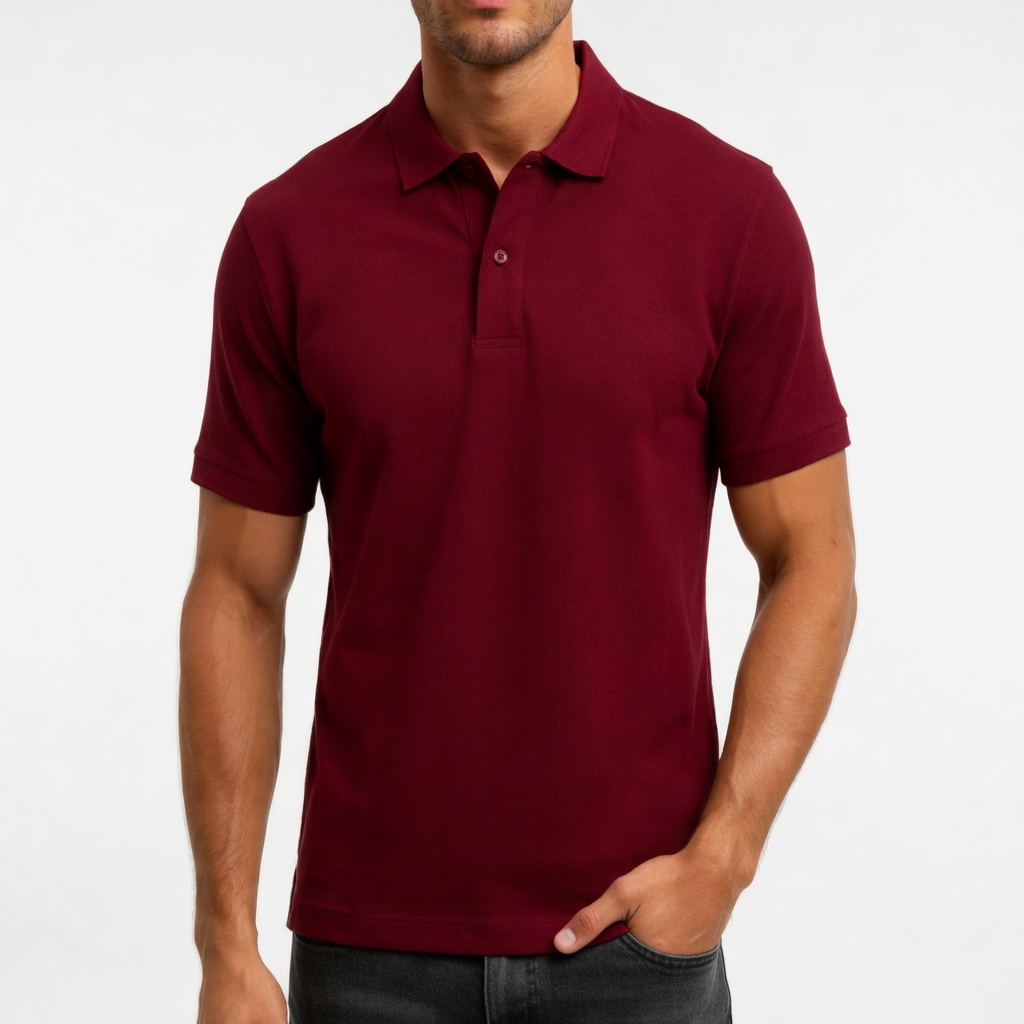 Men's cotton solid color casual oversized polo shirt