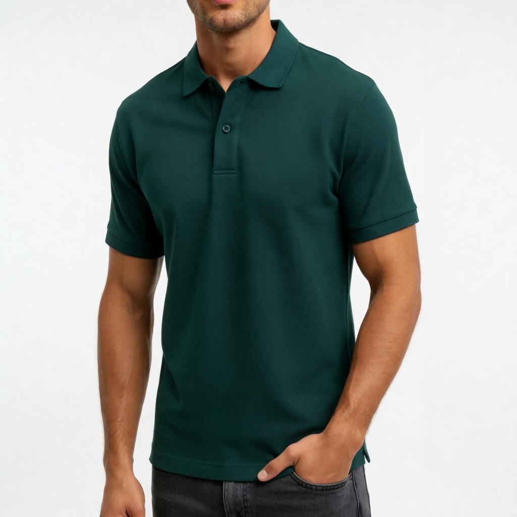 Men's cotton solid color casual oversized polo shirt