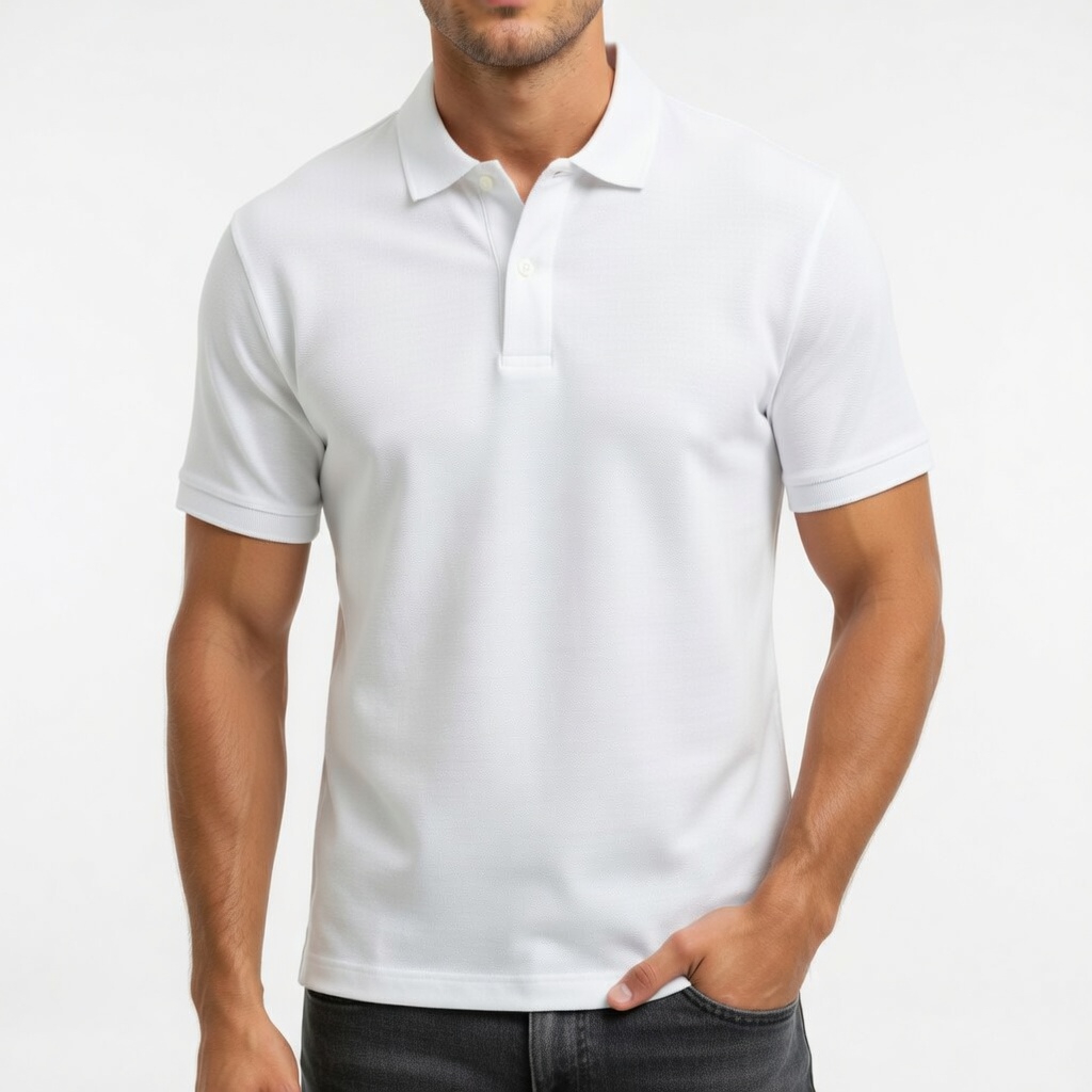 Men's cotton solid color casual oversized polo shirt