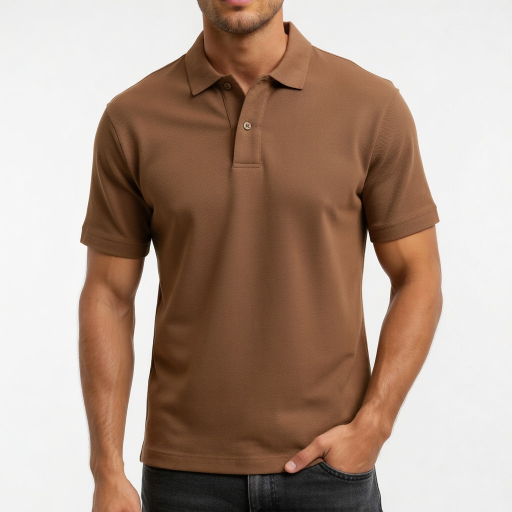 Men's cotton solid color casual oversized polo shirt