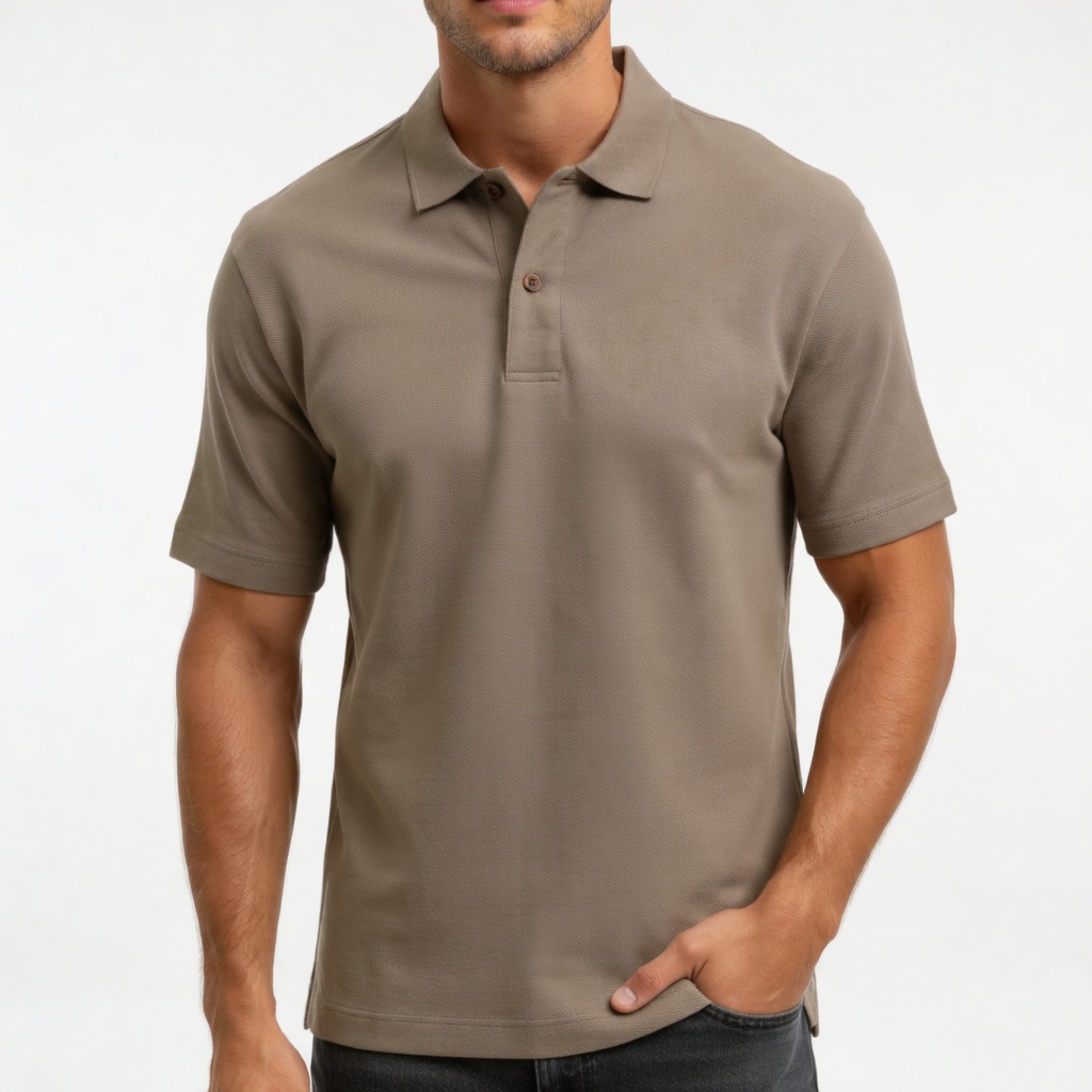 Men's cotton solid color casual oversized polo shirt