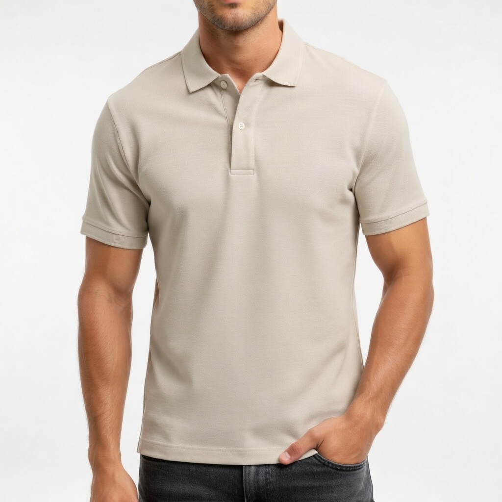 Men's cotton solid color casual oversized polo shirt
