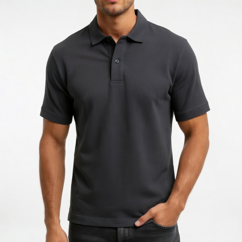 Men's cotton solid color casual oversized polo shirt