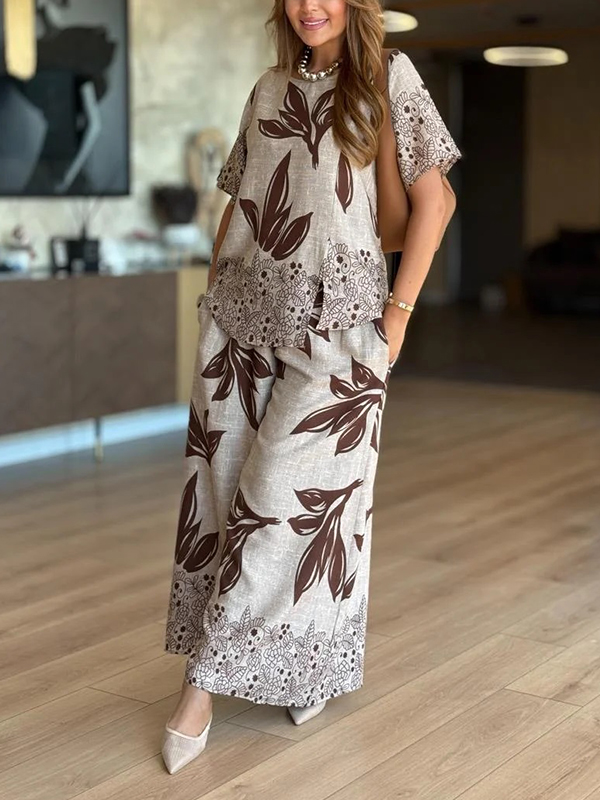 NEW🔥 Linen Floral Print Set