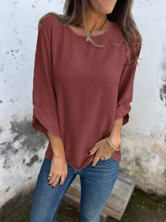 New Arrivals🔥 Round Neck Embroidered Large Cuffs Casual Shirt