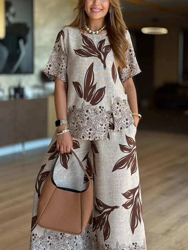 NEW🔥 Linen Floral Print Set