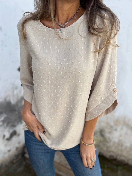 New Arrivals🔥 Round Neck Embroidered Large Cuffs Casual Shirt