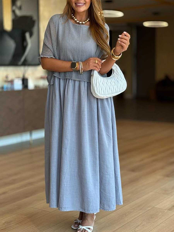 🌲🔥 Round Neck Knitted Cardigan Vest Dress Two Piece Set