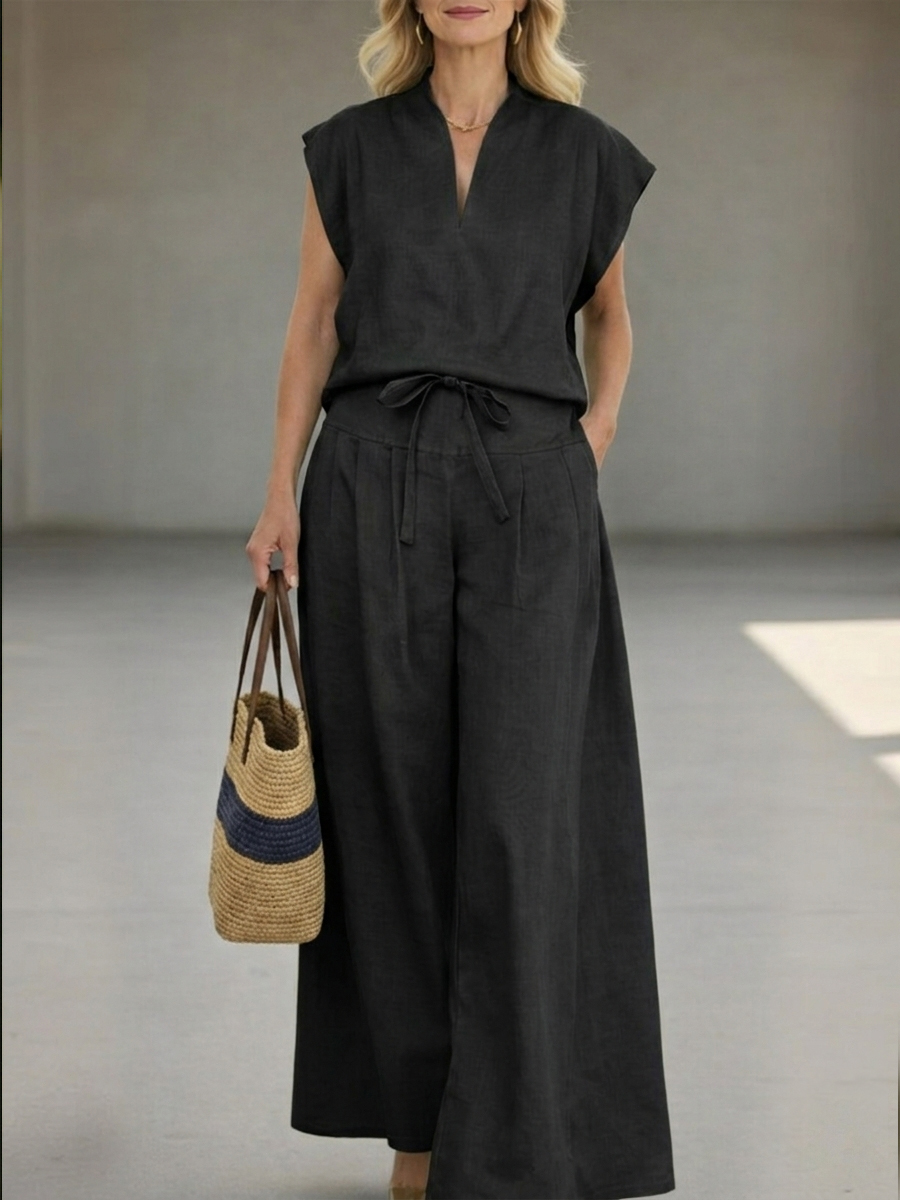 💝💝Women's Cozy And Casual Linen And Cotton Sleeveless Top And Pants Two-piece Set