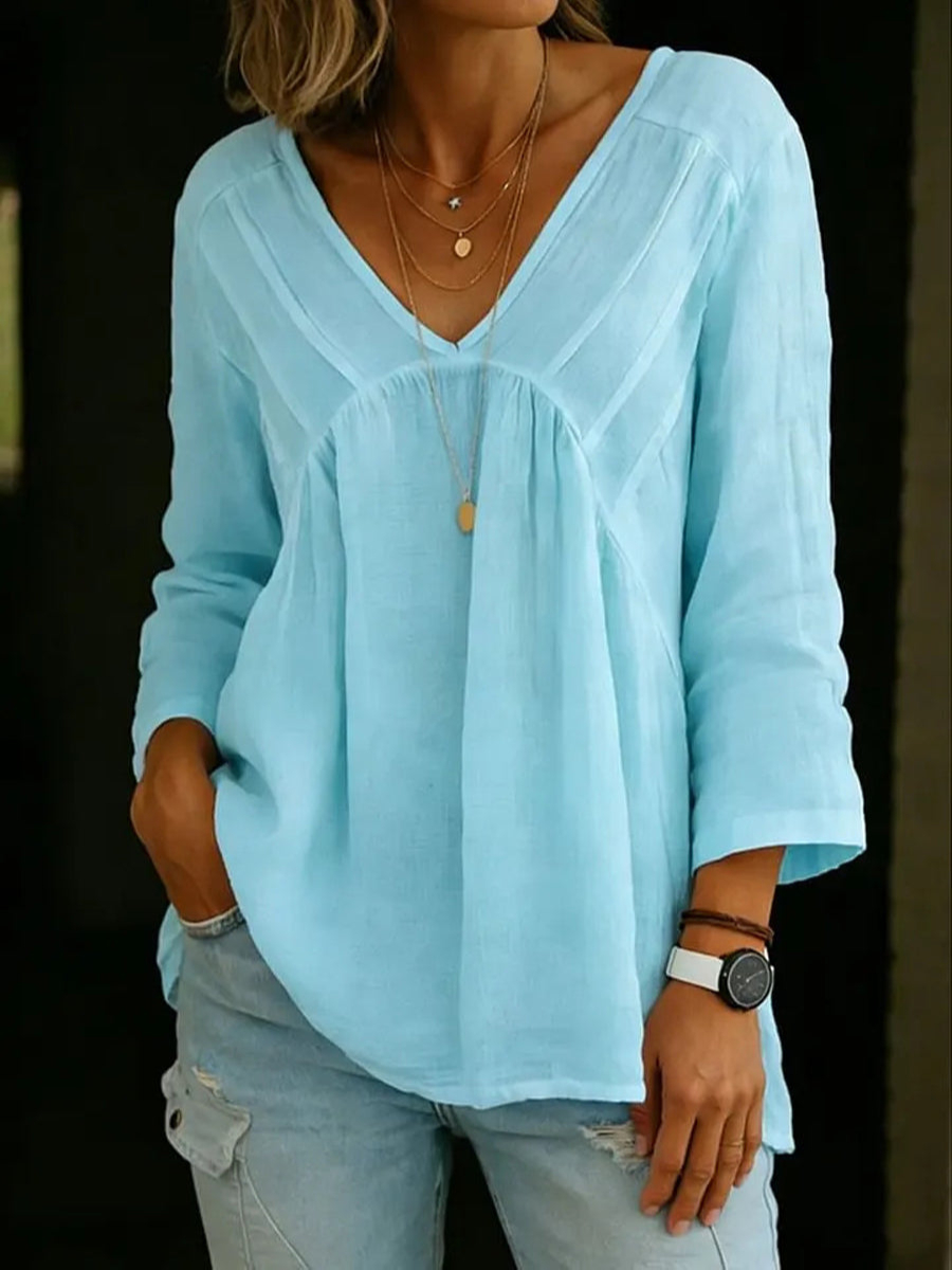 New Arrivals🔥Women's Long-sleeve V-neck Pleated Top